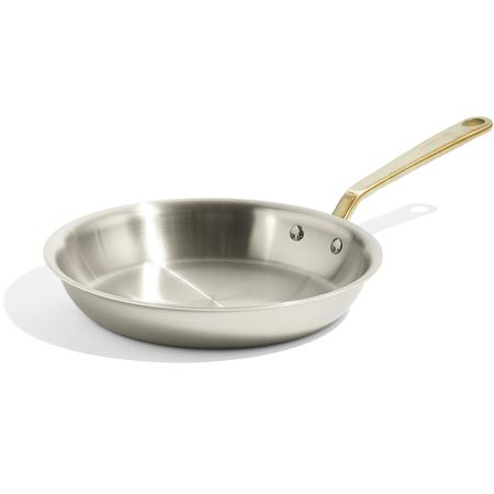 Made In Stainless-Steel Frypan w/Brass Handle 10”