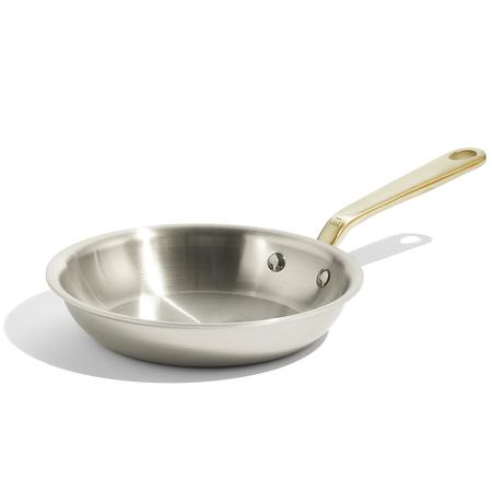 Made In Stainless-Steel Frypan w/Brass Handle 8”