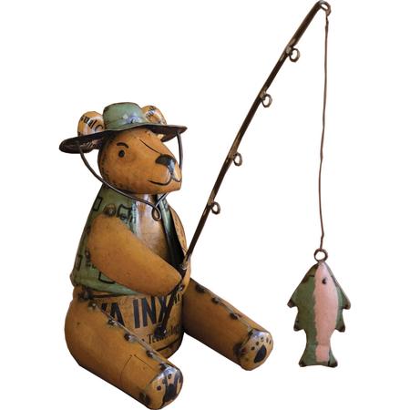 Metal Fishing Bear