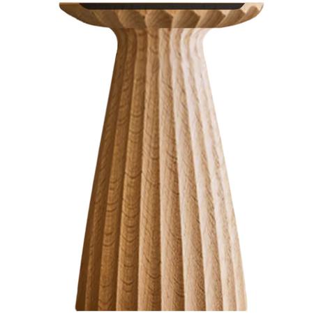 Fluted Wood Candle Holder Small