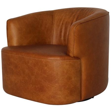 Fireside Swivel Leather Club Chair Saddle