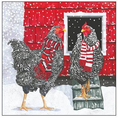 Paper Beverage Napkins Holiday Hens