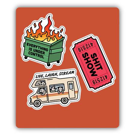 Stickers Set/3 Dumpster Fire