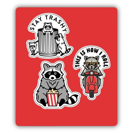 Stickers Set/3 Raccoons