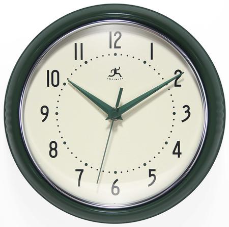 Retro Round Wall Clock Hunter Green