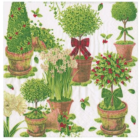 Paper Beverage Napkins Winter Topiaries
