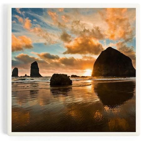 Haystack Rock At Sunset Coaster