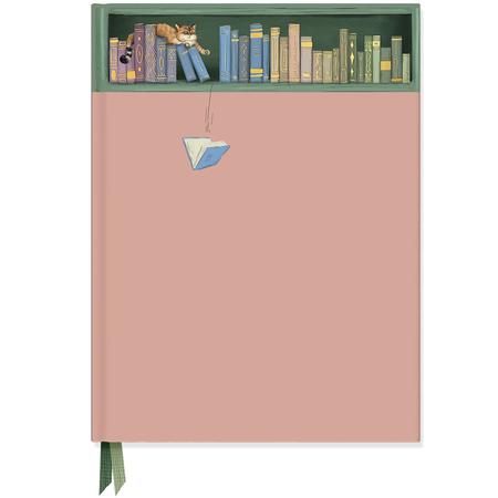 Sneaky Cat Bookshelf Hardcover Notebook