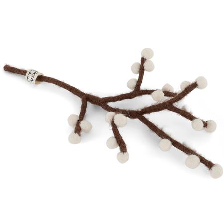 Felt Berries Branch White Small